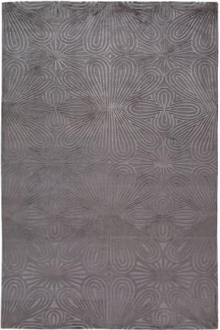 Christopher Kane Filigree Geometric 3.05x2.13m/10'x7' Grey Textured Wool & Silk Geometric rug by The Rug Company, Handknotted Tibetan Wool & Silk