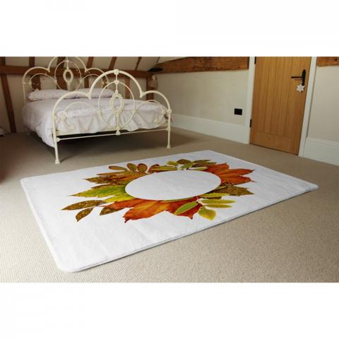 Circled Autumn Leaves Designer Rug - Orange / 230cm