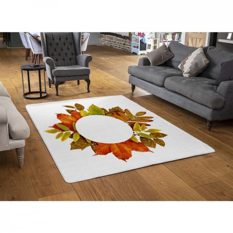 Circled Autumn Leaves Designer Rug - Orange / 110cm