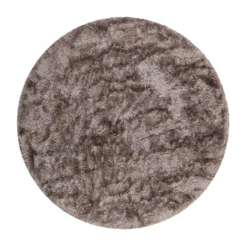 City Glam Shaggy Round Rugs 80412 095 by Esprit in Grey