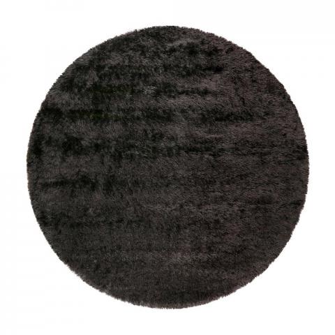 City Glam Shaggy Round Rugs 80412 900 by Esprit in Anthracite Grey