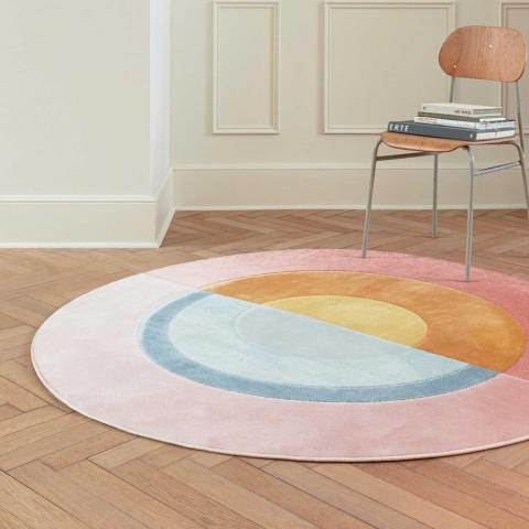 City Modern Geometric Circle Round Rugs 466137 AK200 in Multicolour