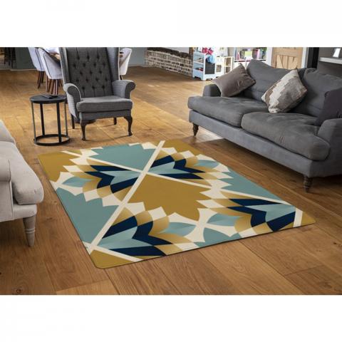 Cleopatra Fan Ethnic Pattern Designer Rug - Brown / 110cm