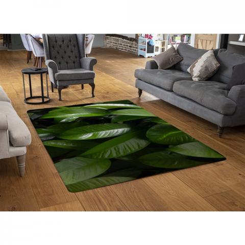 Closeup Of Beautiful Glossy Green Leaves Designer Rug - Green / 110cm