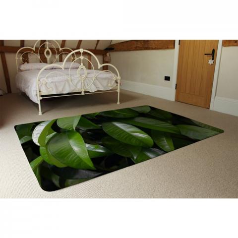 Closeup Of Beautiful Glossy Green Leaves Designer Rug - Green / 230cm