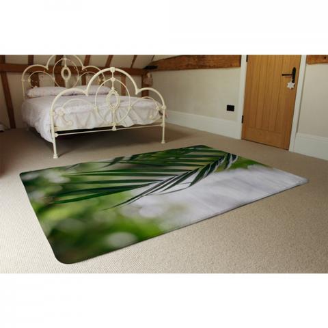 Closeup Of Green Palm Leaf Designer Rug - Green / 230cm