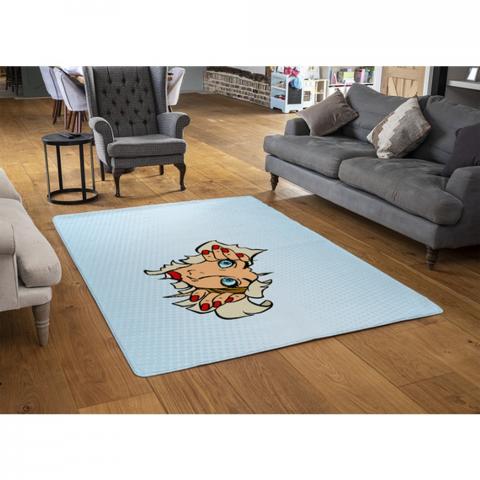 Comic Cartoon Pop Art Retro Designer Rug - Blue / 110cm