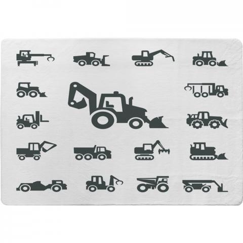 Construction Equipment Designer Rug - White / 150cm