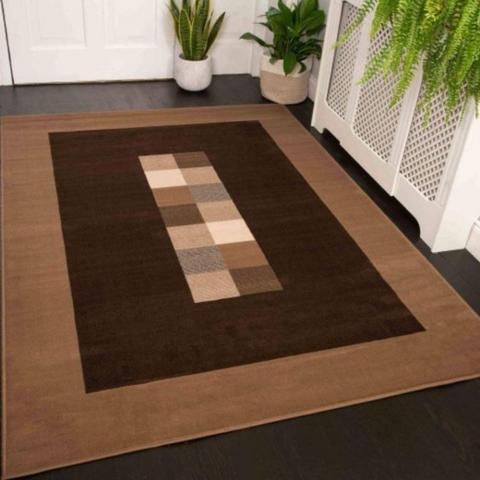 Contemporary Brown Geometric Area Rug - Lisbon - Brown / 230cm