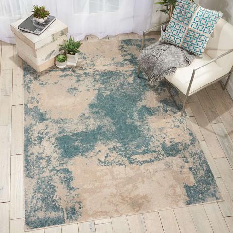 Contemporary Maxell Rug MAE13 Ivory Teal 