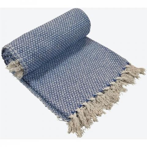 Cotton Handloom Throw - Blue