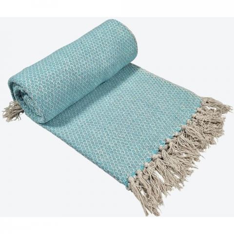 Cotton Handloom Throw - Turquoise