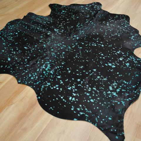 Cowhide Rugs MER051703 in Black and Green