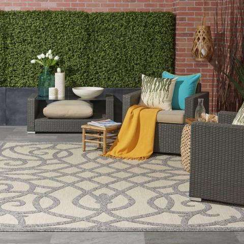 Cozumel CZM04 Indoor Outdoor Modern Rugs in Cream Grey