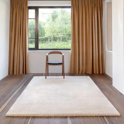 Cream Shaggy Wool Mix Rug Galaxy 100 