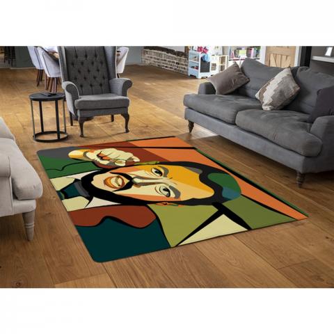 Cubism Art Style, Politician Designer Rug - Orange / 110cm