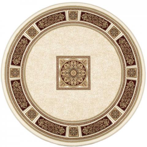 Da Vinci Round Circle Traditional Rugs 57801 6414 in Cream and Red