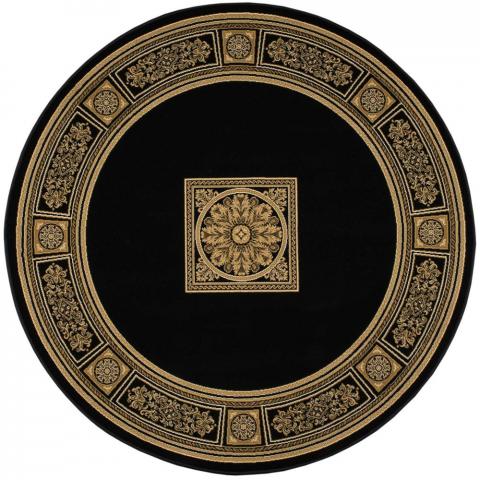 Da Vinci Round Circle Traditional Rugs 57801 3233 in Black