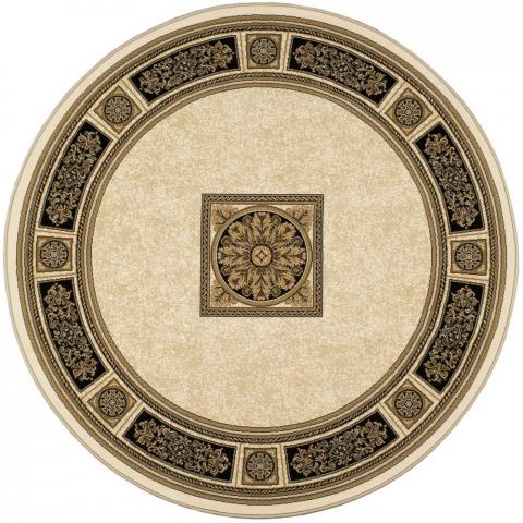 Da Vinci Round Circle Traditional Rugs 57801 6223 in Cream