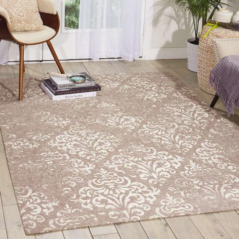 Damask Faded Rug Ivory Grey DAS03 