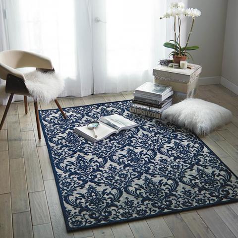 Damask Rugs DAS02 in Ivory and Navy by Nourison