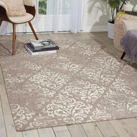 Damask Rugs DAS03 in Ivory and Grey by Nourison