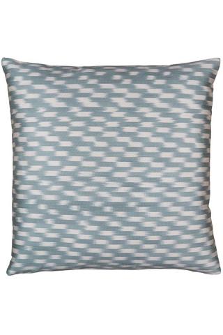 Dash Aqua Cushion Neutral Silver Silk Neutral by The Rug Company, Handwoven silk ikat