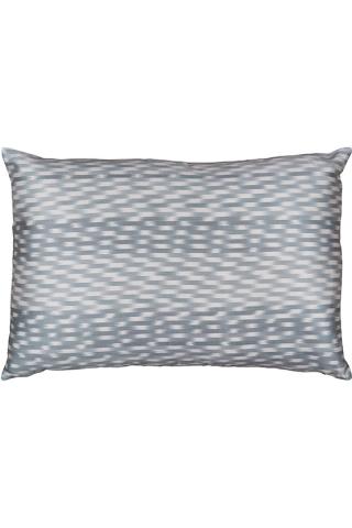 Dash Smoke Cushion Neutral Silver Silk Neutral by The Rug Company, Handwoven silk ikat