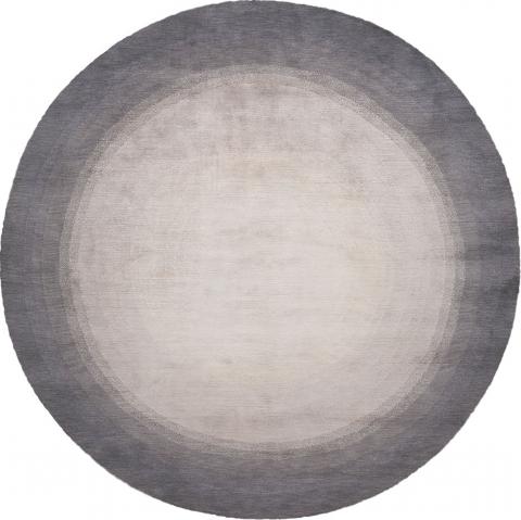 David Rockwell Spotlight Silver Round 2.44x2.44m/8'x8' Silver Abstract Wool & Silk rug by The Rug Company, Handknotted Tibetan Wool & Silk