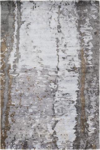 David Rockwell Tidal Moonlight 2.74x1.83m/9'x6' Grey Abstract Bamboo silk Abstract rug by The Rug Company, Handknotted bamboo silk