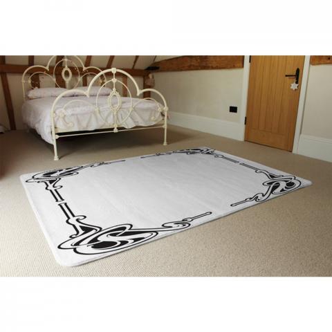 Decorative Border Designer Rug - White / 230cm