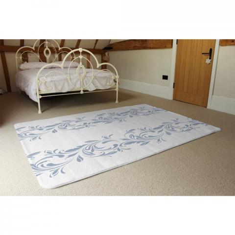 Decorative Swirls And Flowers Designer Rug - Blue / 230cm