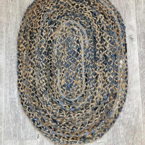 Denim and Jute Braided Oval Rug - 90 x 60cm