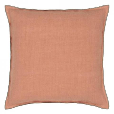 Designers Guild Brera Lino Plain Reversible Cushion in Coral Pink