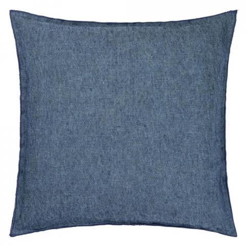 Designers Guild Brera Lino Plain Reversible Cushion in Ink Blue