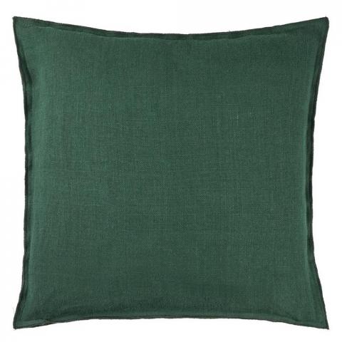 Designers Guild Brera Lino Plain Reversible Cushion in Ivy Green