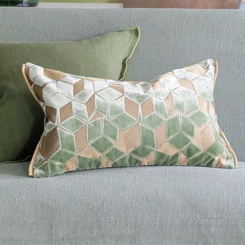 Designers Guild Fitzrovia Geometric Cushion in Antique Jade Green