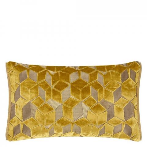 Designers Guild Fitzrovia Geometric Cushion in Ochre Yellow