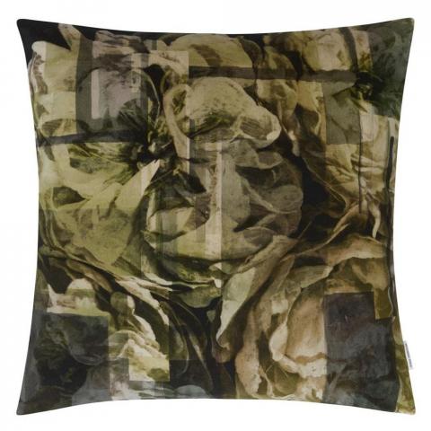 Designers Guild Fleur Nouveau Abstract Cushion in Birch Grey