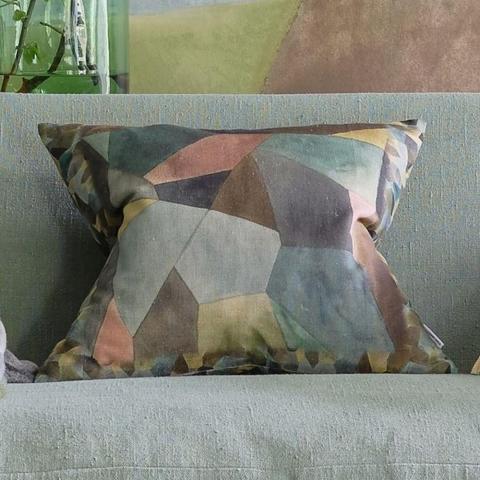 Designers Guild Geometric Moderne Cushion in Bronze Green