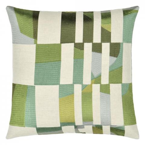 Designers Guild Glasshouse Geometric Cushion in Celadon Green