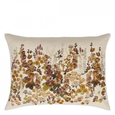 Designers Guild Hollyhock Floral Cushion in Ochre Yellow