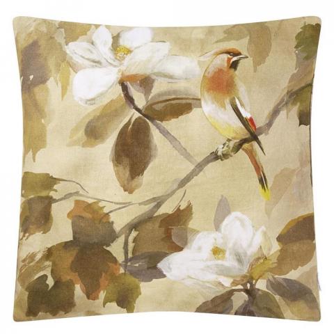 Designers Guild Maple Tree Floral Sepia Cushion in Natural Sepia