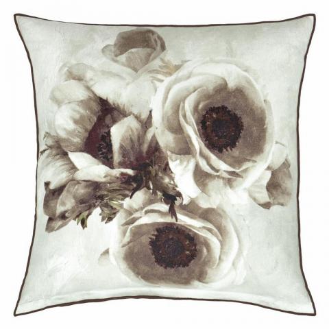 Designers Guild Sepia Flower Cushion in Birch brown