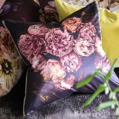 Designers Guild Vespertina Sepia Floral Cushion in Sepia Pink