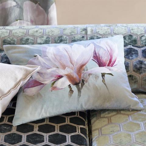 Designers Guild Yulan Floral Cushion in Magnolia Grey