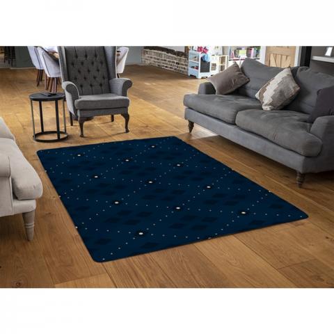 Diagonal Dot Stripes Designer Rug - Blue / 110cm