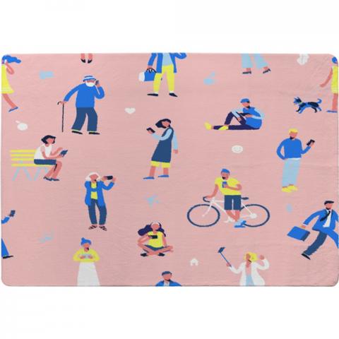 Different People With Mobile Phones And Gadgets Designer Rug - Pink / 150cm