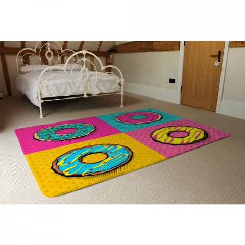 Donut Cartoon Pop Art Style Designer Rug - Pink / 230cm