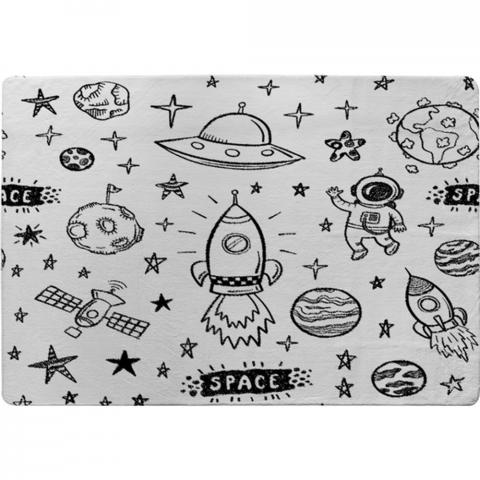 Doodle Space Designer Rug - White / 150cm